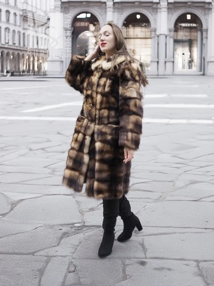 Fitch Vintage Fur Coat - Horizontal Design | Silk Lining – Purple