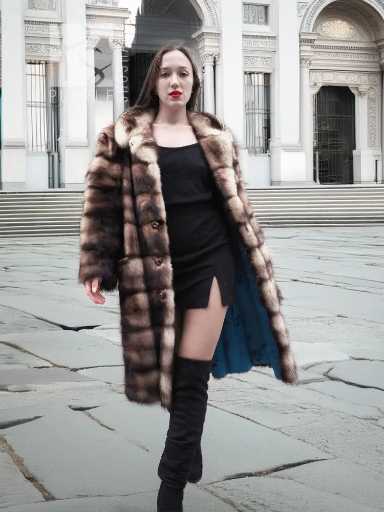 Fitch Vintage Fur Coat - Horizontal Design | Silk Lining – Purple