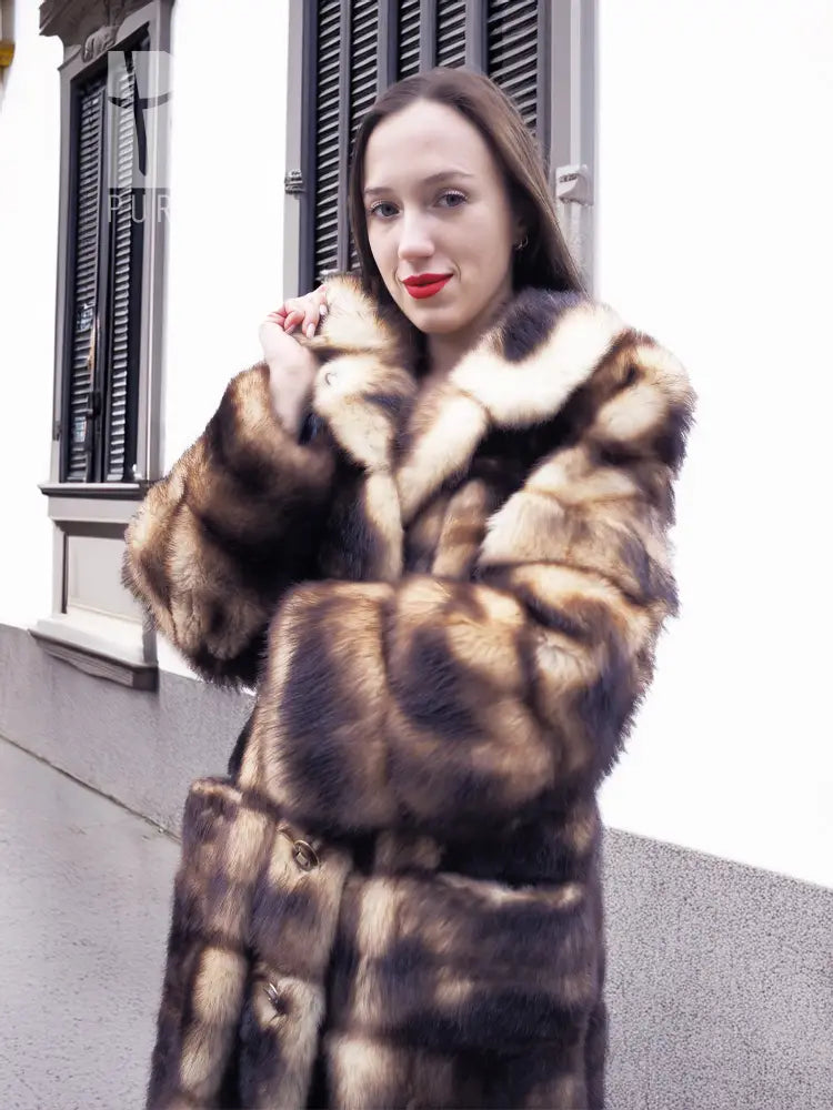 Fitch Vintage Fur Coat - Horizontal Design | Silk Lining – Purple