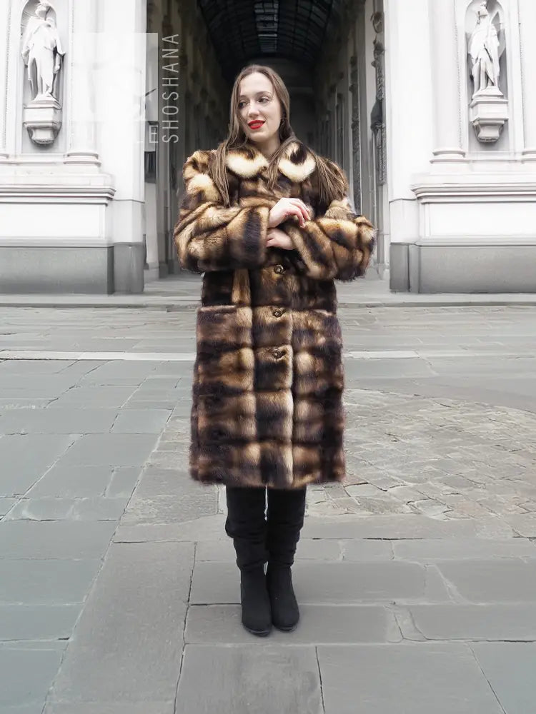 Fitch Vintage Fur Coat - Horizontal Design | Silk Lining – Purple