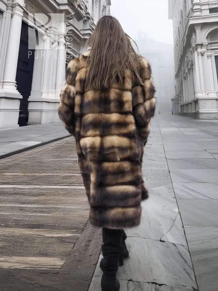 Fitch Vintage Fur Coat - Horizontal Design | Silk Lining – Purple