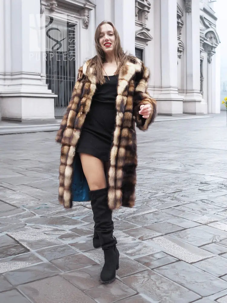 Fitch Vintage Fur Coat - Horizontal Design | Silk Lining – Purple
