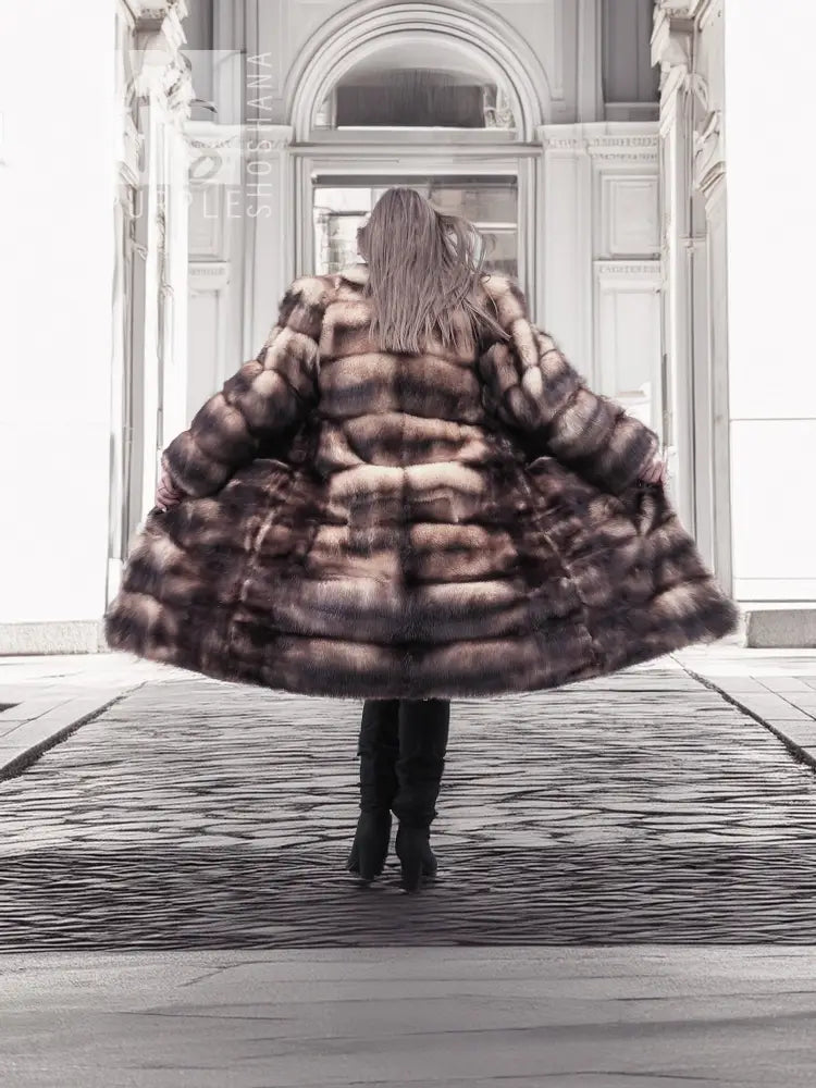 Fitch Vintage Fur Coat - Horizontal Design | Silk Lining – Purple