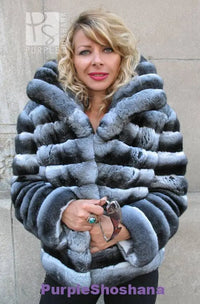 Glamorous Black Velvet Genuine Chinchilla