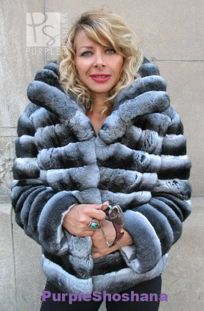 Glamorous Black Velvet Genuine Chinchilla