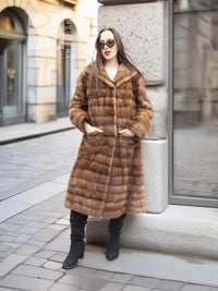 Harlow — Horizontal Let-Out Pastel Mink with Shawl Collar M