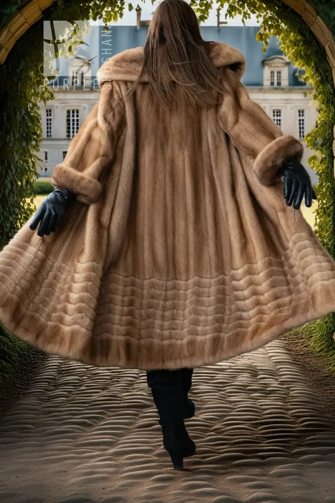 "Honey Élan" — Pastel Mink Coat – Soft Warmth, Effortless Elegance