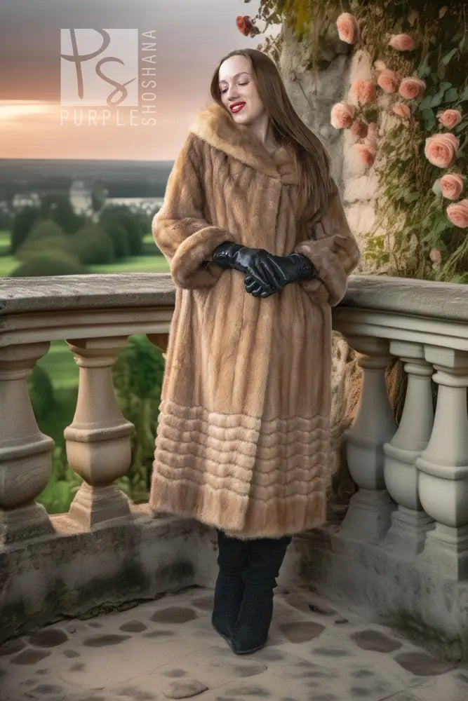 "Honey Élan" — Pastel Mink Coat – Soft Warmth, Effortless Elegance