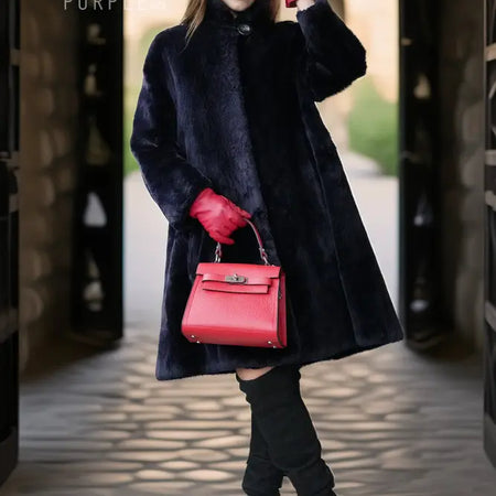 Midnight Iris Sheared Beaver Coat by Zuki | Purple Shoshana