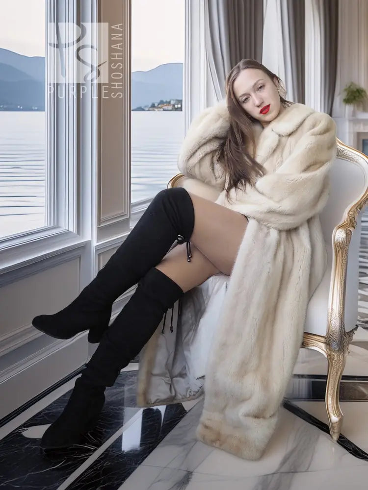 “Nocturne in Pearl” —  Golden Pearl Mink Fur Coat Classic Vintage