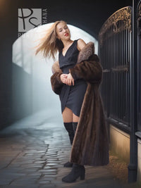 "Palace Light" – SAGA Mahogany Mink & Crystal Fox Trim Full-Length Coat S/M