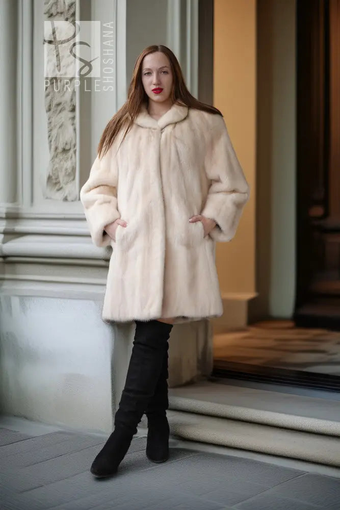 "Pearl Arcadia" — Pearl Mink Coat with A Swing Silhouette