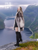 Plush faux fur jacket with shawl collar, open front, long sleeves, relaxed fit