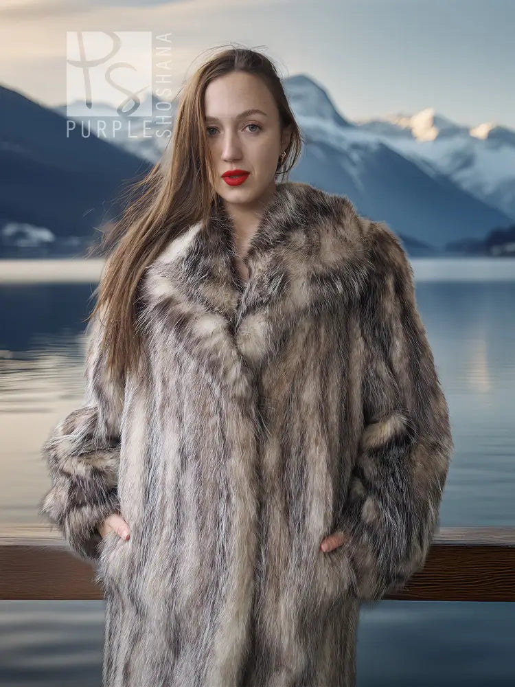 Possum Fur Coat Coats Large Plush Shawl Collar M