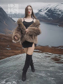 “The Storm Muse” — Raccoon Fur Jacket with Voluminous Collar & Arctic Allure