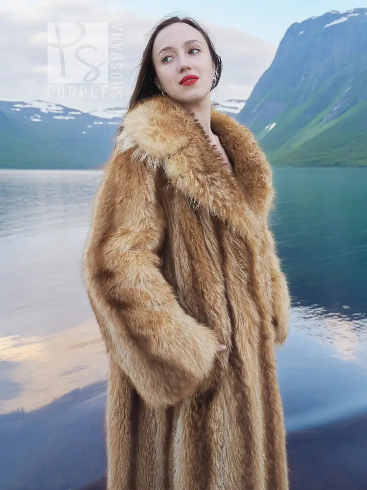 Red Raccoon Fur Coat Coats M