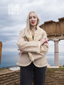 Reversible sheared mink fur jacket, cream; open front with short, relaxed fit