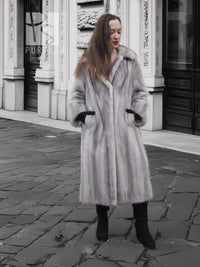 Sapphire Grey  Mink Fur Coat  S/M Excellent
