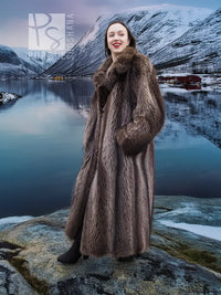 Silver Tip Canadian Raccoon Fur Coat Coats L/XL 50" Long