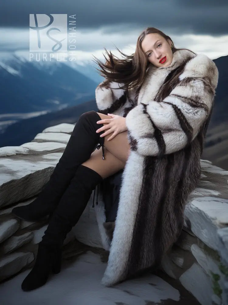 "Snowline Sovereign" – Full-Length Canadian Raccoon Fur Coat With Fox Trim