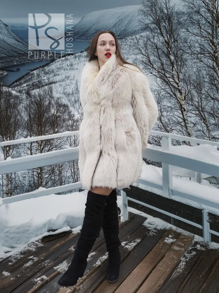 Soft plush fur jacket with full sleeves, straight hem, and side pocket openings.