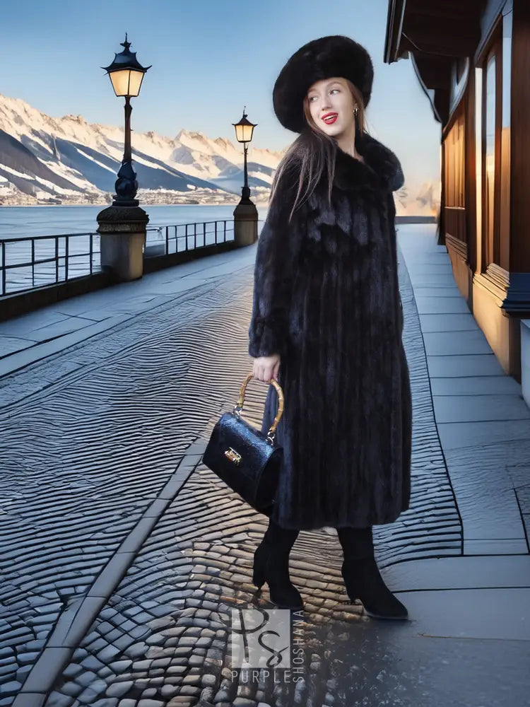 “The Bon Voyage” — Black Mink & Beret Ensemble Back Slit