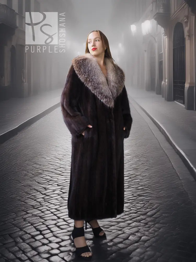 Mahogany Mink Swing Coat with Baroque Lining – Size XL/XXL | Luxe