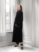 Black reversible sheared mink coat, long straight shape with wide cuffs