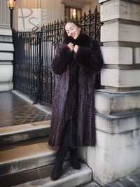 “The Duchess Nocturne”– Long Haired Beaver Fur Coat with Luxe Fox Trim