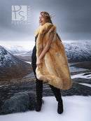 Faux fur vest with sculpted collar, golden tan, open front
