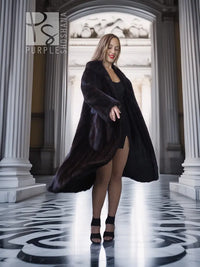 "The Empress Gate"- Black Mink Full-Length Coat with Side Slits