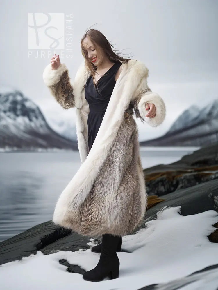 Coyote Fur Parka with Hood | Full-Length Women's Fur Coat with Fox
