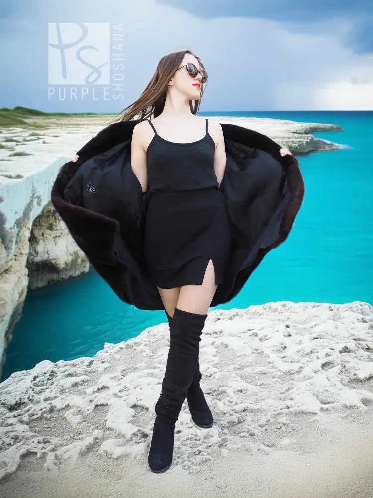The Riviera Noir – Black Glow Mink Swing Jacket Coat M/L
