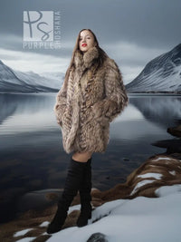 “The Storm Muse” — Raccoon Fur Jacket with Voluminous Collar & Arctic Allure