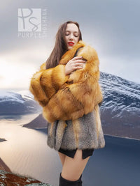 The Wild Muse - Red Fox and Gray Fox Fur Coat – A Cinematic Statement of Elegance M