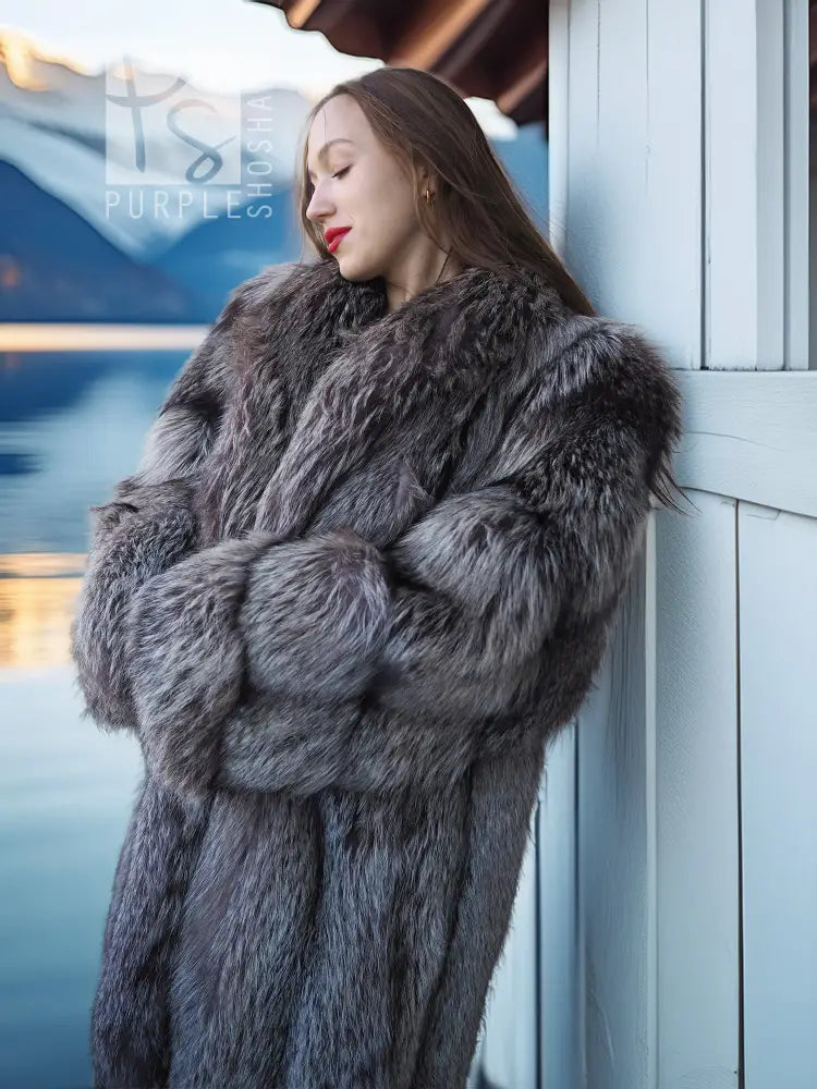 "The Winter Heiress" - Platinum Fox Fur Coat – Luxury Reborn on Ice