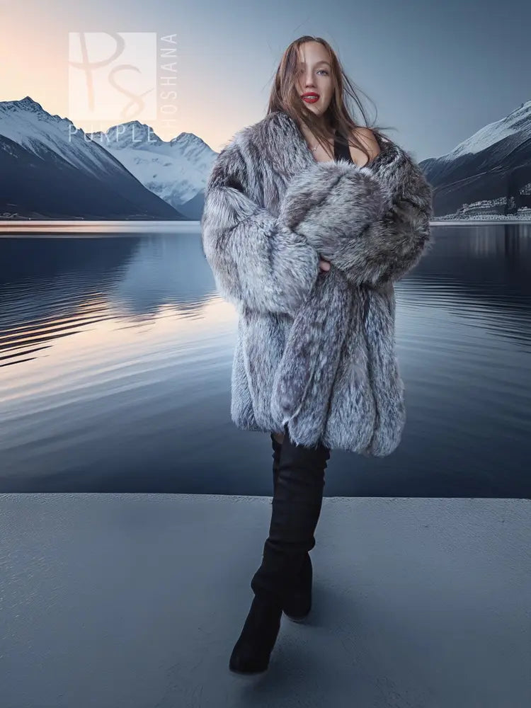 "The Winter Heiress" - Platinum Fox Fur Coat – Luxury Reborn on Ice