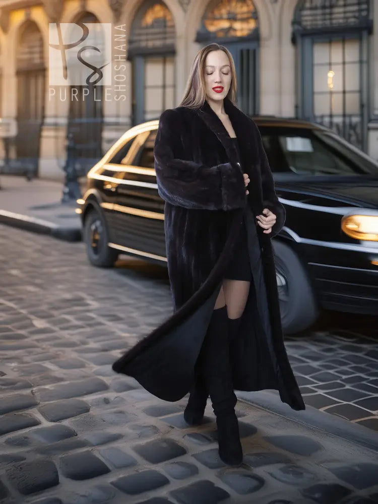 "Velvet Midnight" – Dark Ranch Black Mink with Fold Back Cuffs