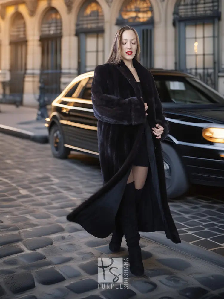 "Velvet Midnight" – Dark Ranch Black Mink with Fold Back Cuffs