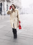 Vintage beige mink fur coat, longline beige fur with full sleeves and open front