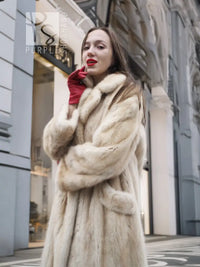 Vintage Beige Pearl Mink Fur Coat S/M