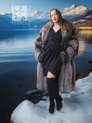 Voyager Dream Fox Fantasy Fur Coat, silver-gray fur with open front and V-neck opening