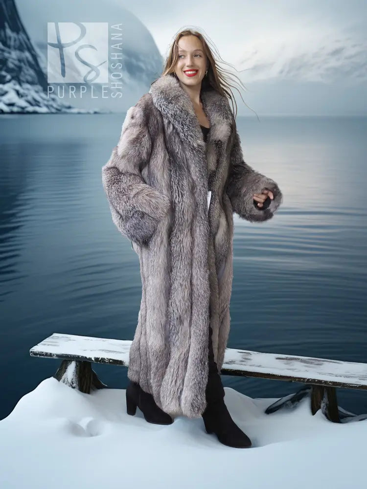 Wild Aurora - Indigo Fox Coat 51" Length