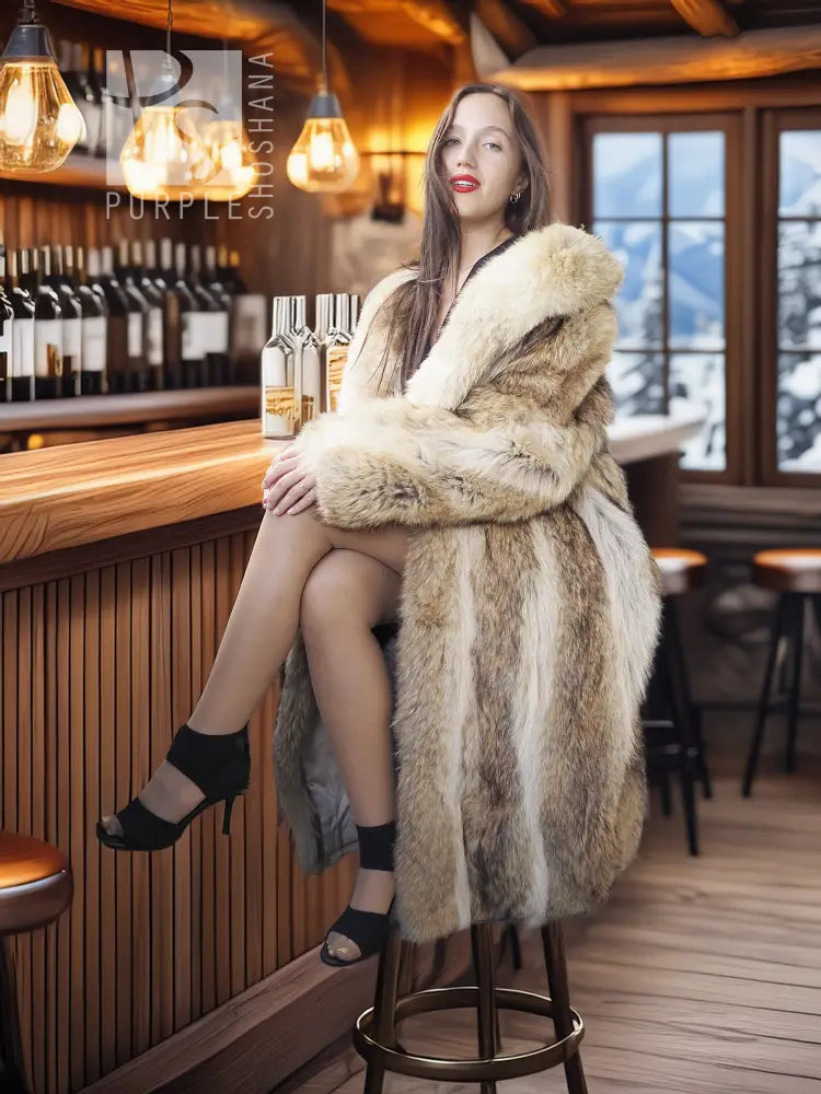 "Wild Luxe"- Coyote Fur Coat with Shawl Collar – Alpine Edition