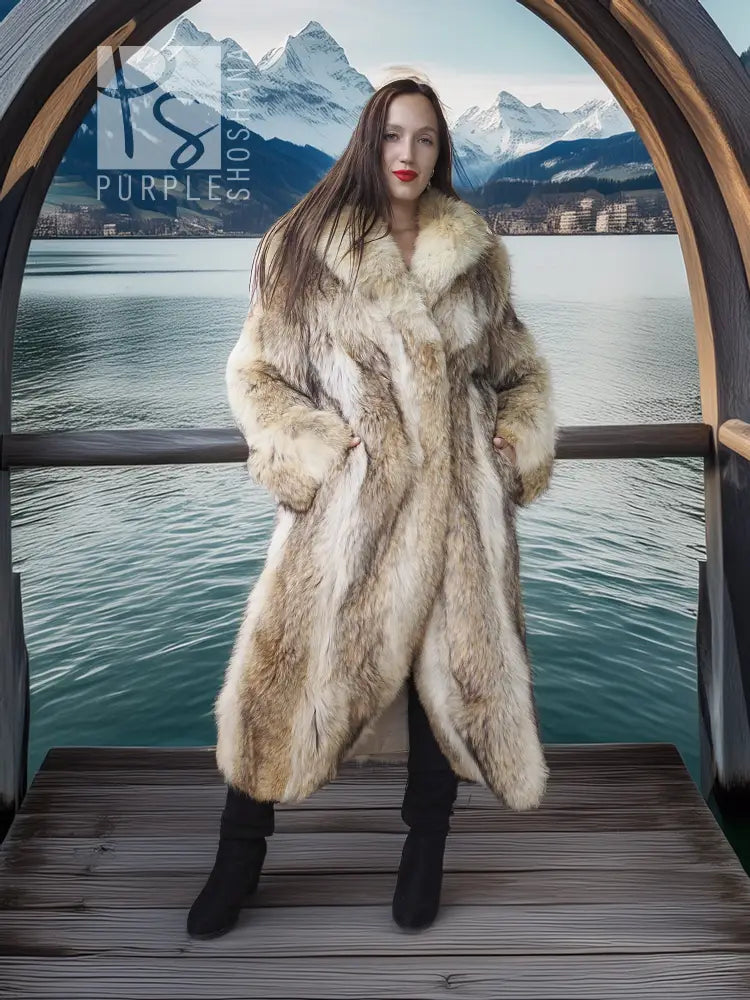 "Wild Luxe"- Coyote Fur Coat with Shawl Collar – Alpine Edition