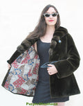 Hot! Candaian Sheared Beaver Fur Coat + Chinchilla M - Purple Shoshana Furs