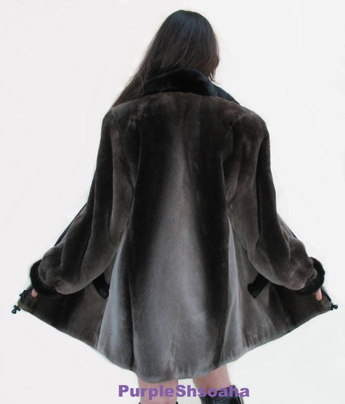 Phantom Sheared Beaver Fur Coat/Bomber M - Purple Shoshana Furs
