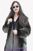 Phantom Sheared Beaver Fur Coat/Bomber M - Purple Shoshana Furs