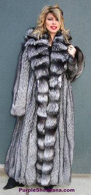 Real silver fox fur coat deals