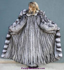 Sensational Solid Silver Fox Canadian Fur Coat 94" Sweep M/L - Purple Shoshana Furs